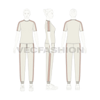Womens fitness tracksuit flat sketch, on croqui