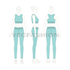 Womens fitness training set flat sketch, on croqui