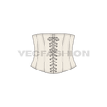 Womens fitted corset, skin tone flat sketch, front view