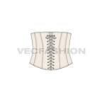 Womens fitted corset, skin tone flat sketch, front view