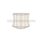 Womens fitted corset, skin tone flat sketch, back view