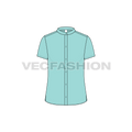 Womens fitted cotton poplin shirt flat sketch, front view
