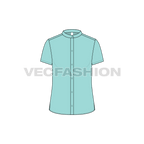 Womens fitted cotton poplin shirt flat sketch, front view