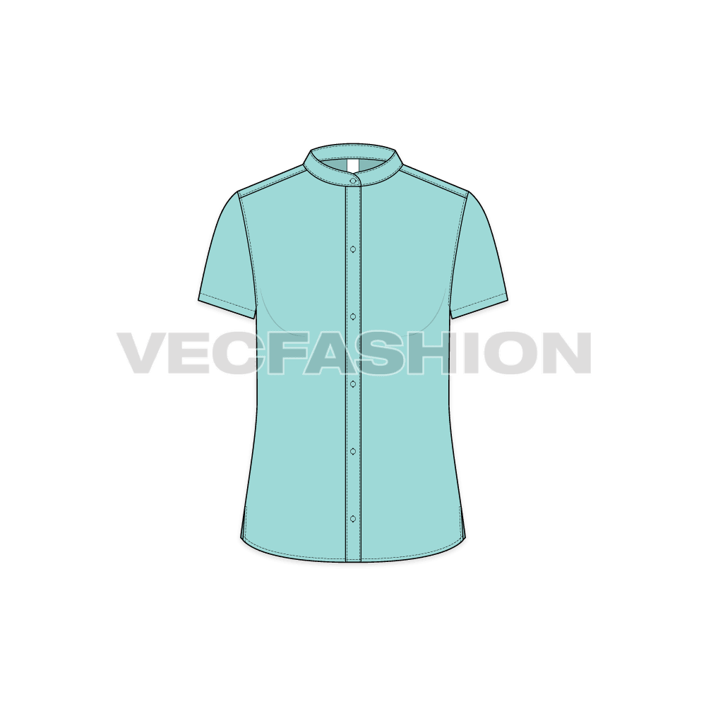 A vector template for Women Fitted Cotton Poplin Shirt.