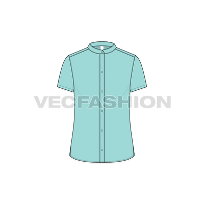 A vector template for Women Fitted Cotton Poplin Shirt.