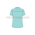Womens fitted cotton poplin shirt flat sketch, back view