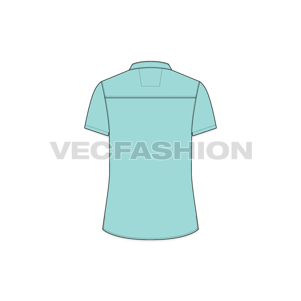 A vector template for Women Fitted Cotton Poplin Shirt.