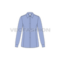 Womens fitted shirt flat sketch, front view