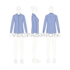 Womens fitted shirt flat sketch, croqui sketch