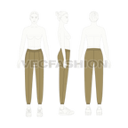Womens fleece joggers flat sketch, on croqui