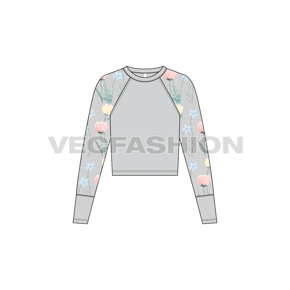 Womens floral embroidered sheer mesh top flat sketch, front view