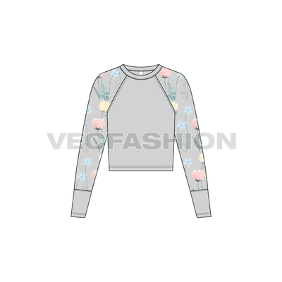 Women's A vector template of Floral Embroidered Sheer Mesh Top. It is a very elegant style for women's summer style piece and have micro mesh sleeves with intricate floral embroidery on it. 