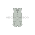Womens formal vest flat sketch, front view