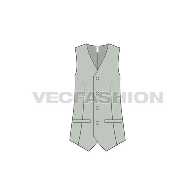 A vector template for Women's Formal Vest. It has front and back view and illustrated with necessary construction details. 