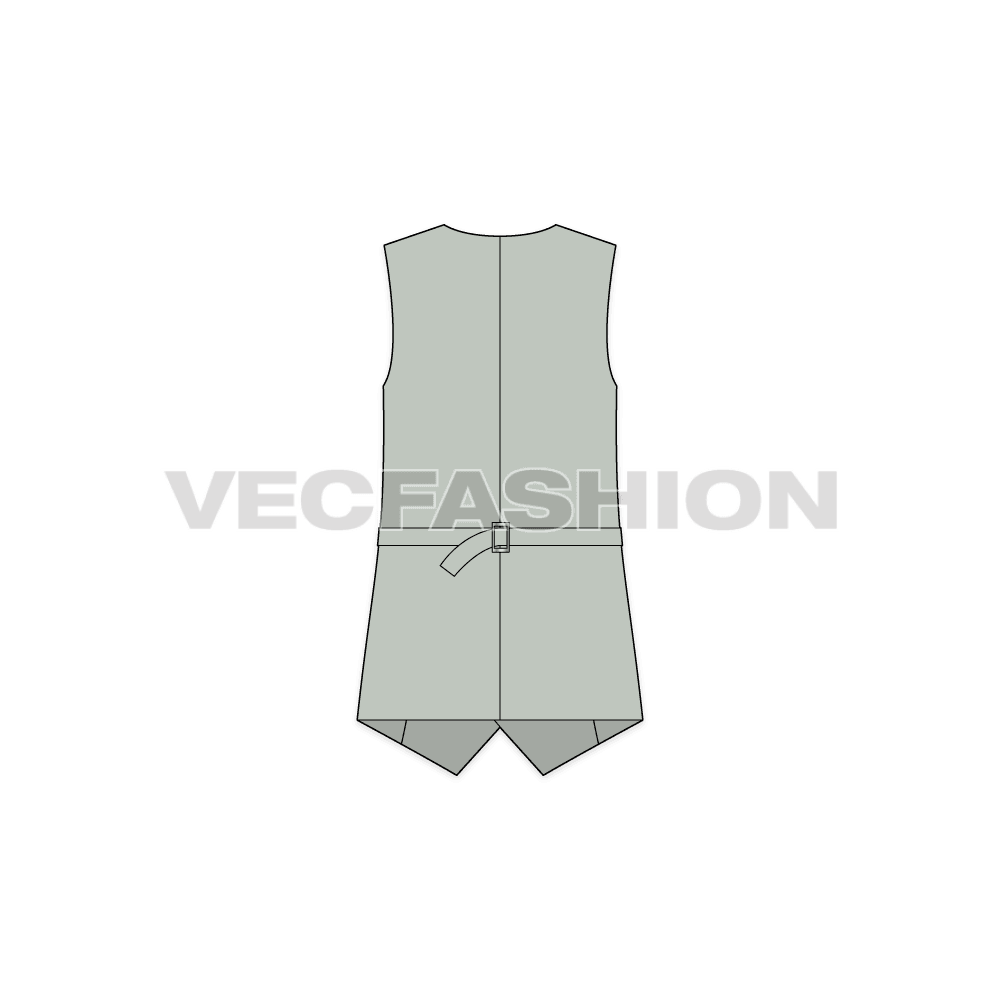Womens formal vest flat sketch, back view