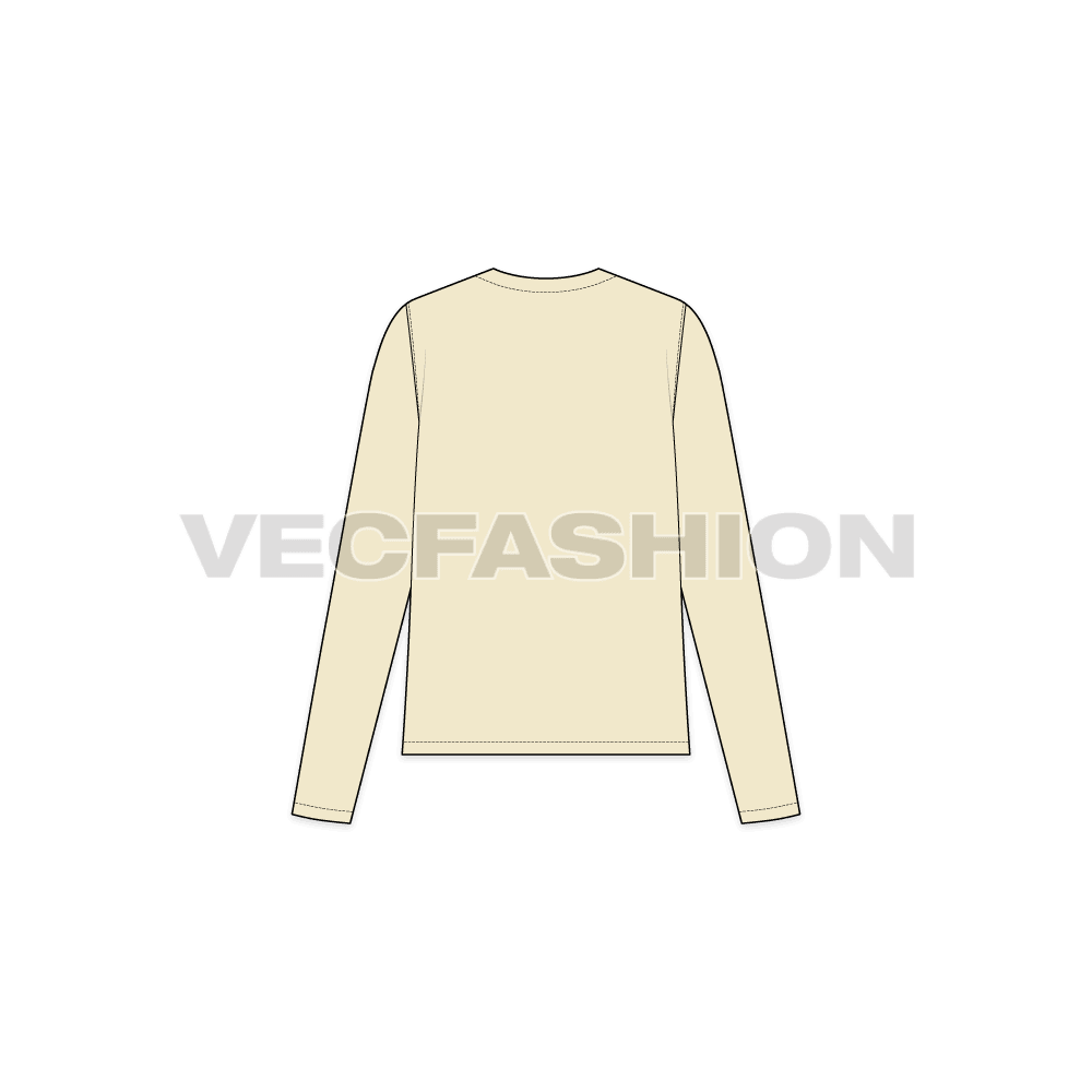 Womens front open cover-up flat sketch, back view
