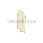 Womens front open cover-up flat sketch, side view
