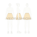 Womens full circle skirts set flat sketch, view 4