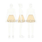 Womens full circle skirts set flat sketch, view 4