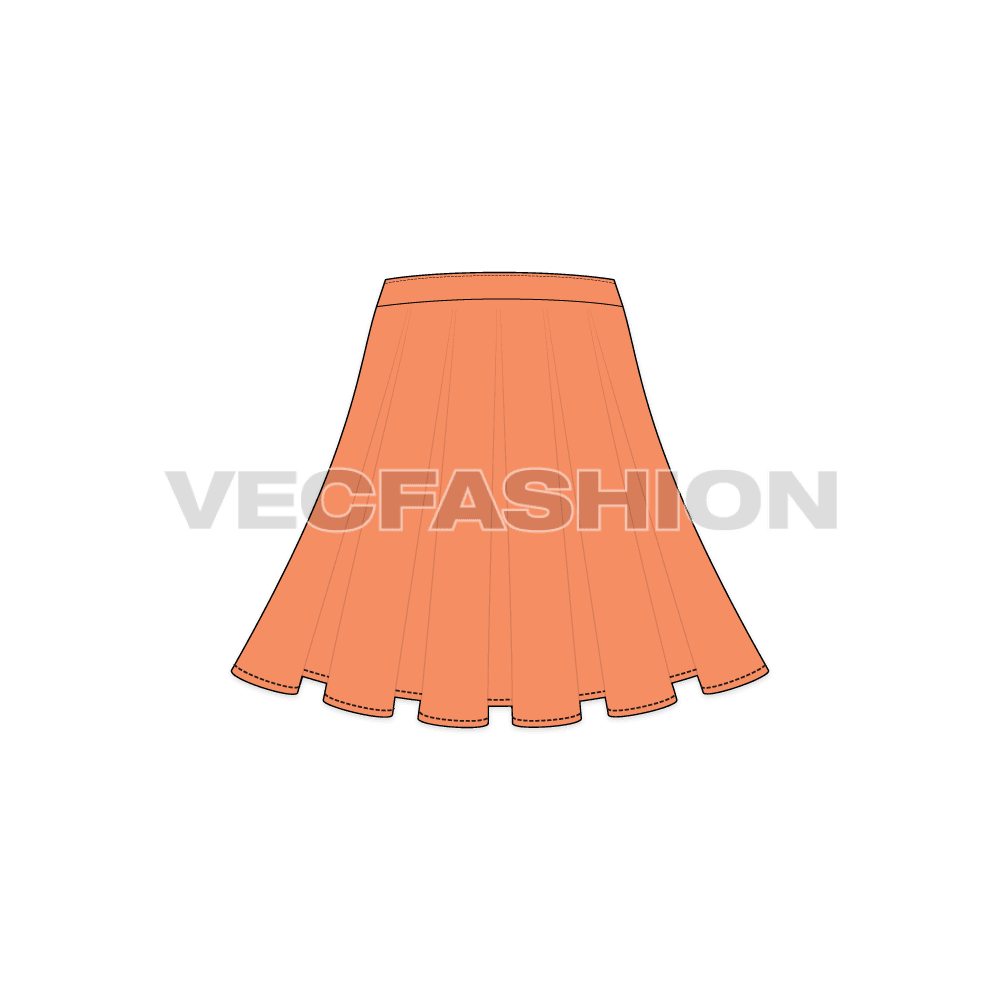 Womens full circle skirts set flat sketch, view 7