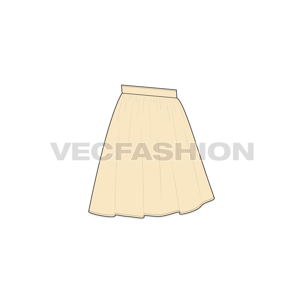 Womens full circle skirts set flat sketch, view 2