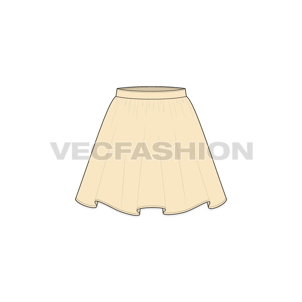 Womens full circle skirts set flat sketch, view 1