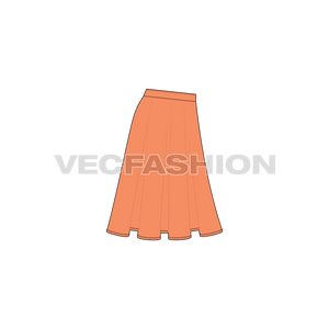 A vector template set of two Women's Full Circle Skirts. These are simplified fashion flat CADs also called as Black & White Sketches.