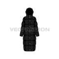 Women's Full Length Bubble Coat flat sketch, front view