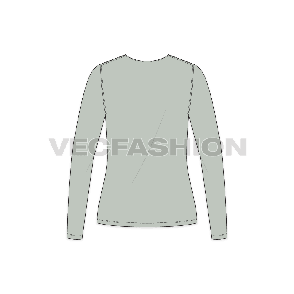 A vector fashion template for Women's Full Sleeve Open Neck Tee
