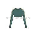 Womens full sleeved cropped sweater flat sketch, front view