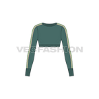 Womens full sleeved cropped sweater flat sketch, front view