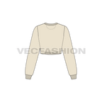 Womens full sleeves crop sweatshirt flat sketch, back view
