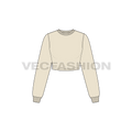 Womens full sleeves crop sweatshirt flat sketch, front view