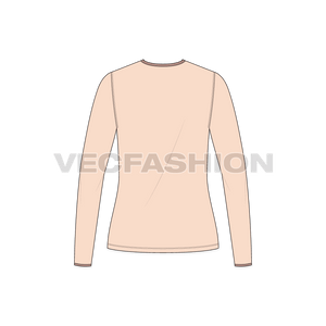 A vector fashion template for Women's Full Sleeves Round Neck Ringer Tee.