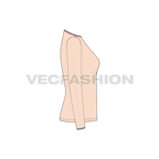 Womens full sleeves round neck ringer tee flat sketch, side view