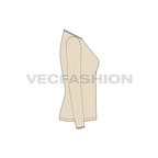 Womens full sleeves v neck ringer tee flat sketch, side view