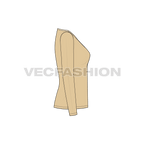 Womens full sleeves wide v-neck tee flat sketch, side view