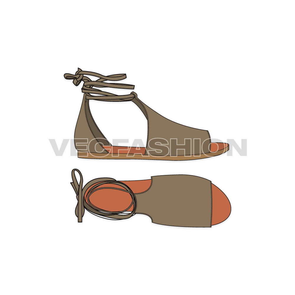 Womens gladiator sandals flat sketch