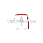 Womens gym shorts flat sketch, front view