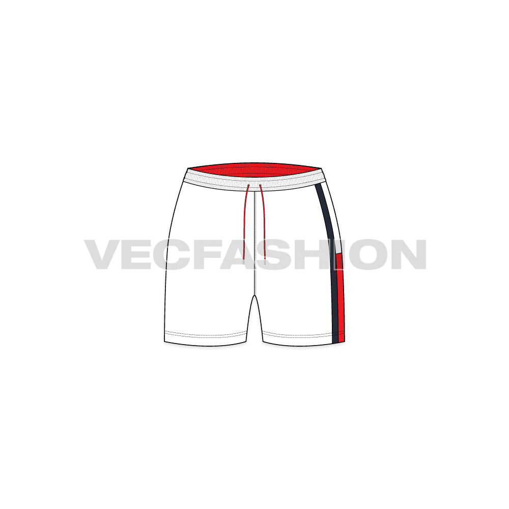 Womens gym shorts flat sketch, front view