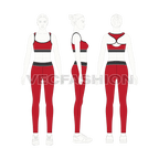 Womens gym training set, lycra flat sketch, on croqui