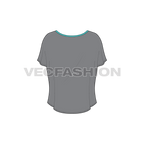 Womens gym training t-shirt flat sketch, back view