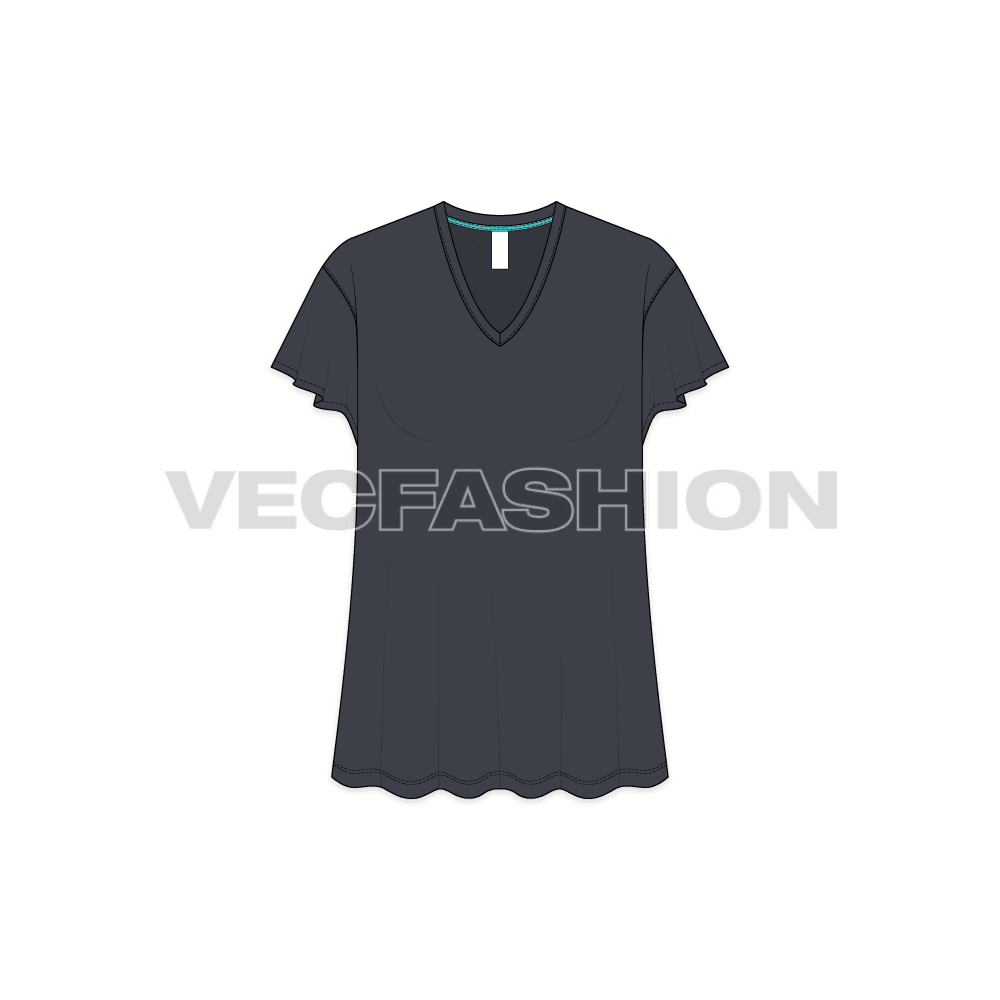 Women's Gym wear Lose Fit Tee vector clothing template