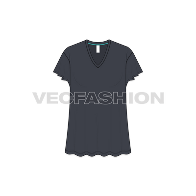 Women's Gym wear Lose Fit Tee vector clothing template