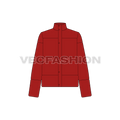 Women's Heavy Puffer Jacket flat sketch, front view