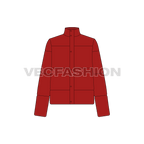 Women's Heavy Puffer Jacket flat sketch, front view