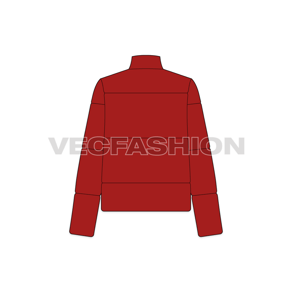 Women's Heavy Puffer Jacket flat sketch, back view