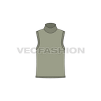 Womens high neck sleeveless tank flat sketch, front view