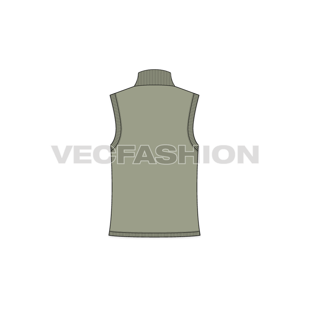 Womens high neck sleeveless tank flat sketch, back view