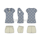 Womens Loungewear Set vector flat sketch showing top with shorts